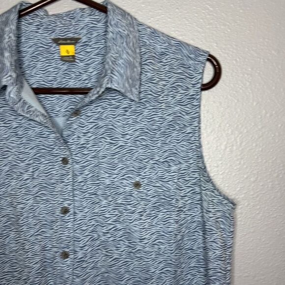 Eddie Bauer Blue Sleeveless Collared Button Front Dress Size Large - Picture 4 of 11